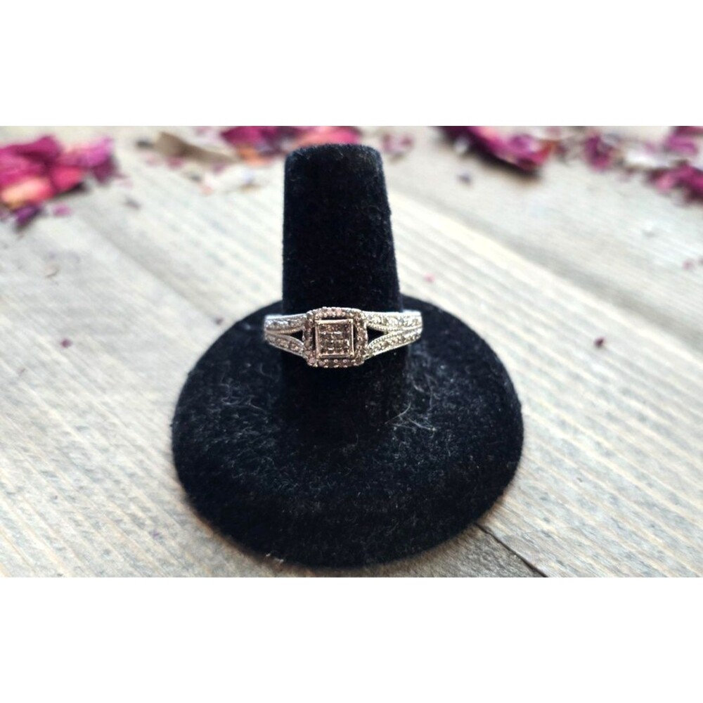 Vintage Style Diamond Sterling Princess Cut Pave Promise Engagement Ring SZ 7